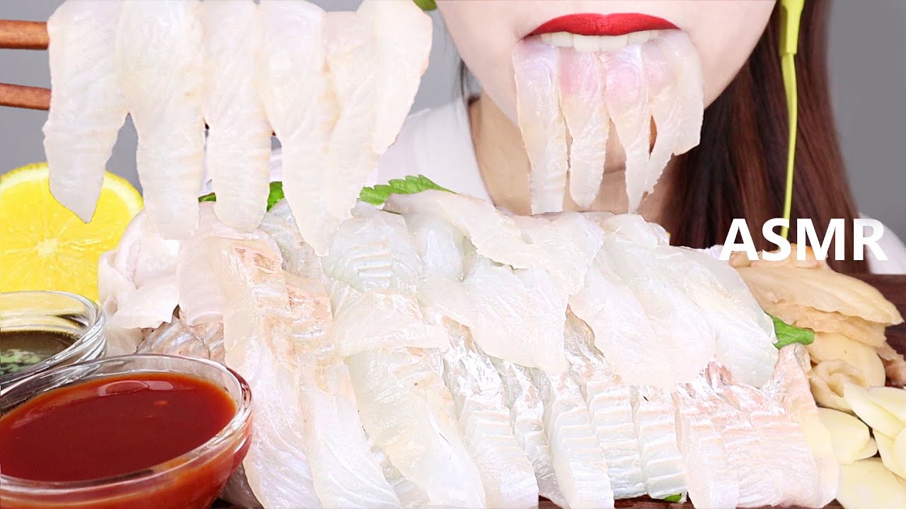 ASMR SEAFOOD RAW FLATFISH 광어회 리얼사운드 먹방 EATING SOUNDS.