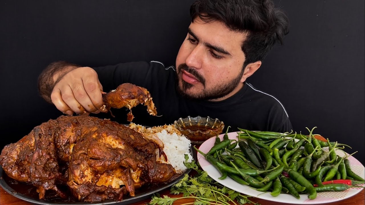 ASMR EATING*CHICKEN CURRY*WHOLE CHICKEN CURRY+GREEN CHILLI+EXTRA GRAVY || MUKBANG SHOW