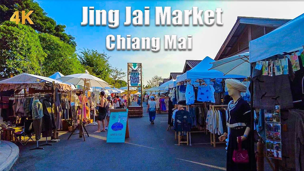 [4K🇹🇭] Walking at Jing Jai Market – Chiang Mai-Thailand | Best organic food/art/craft market-Dec22
