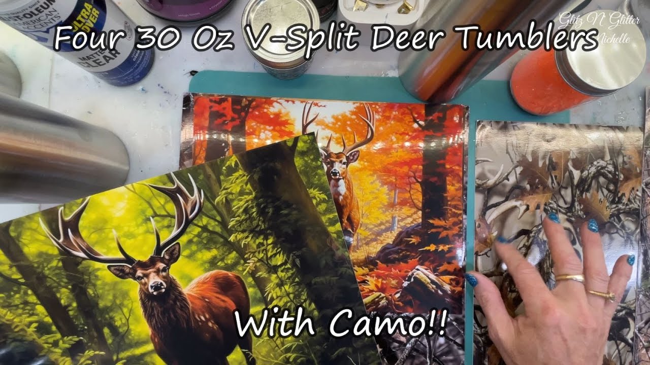 #286 Resin V-Split Vinyl Deer Tumblers With Camo!
