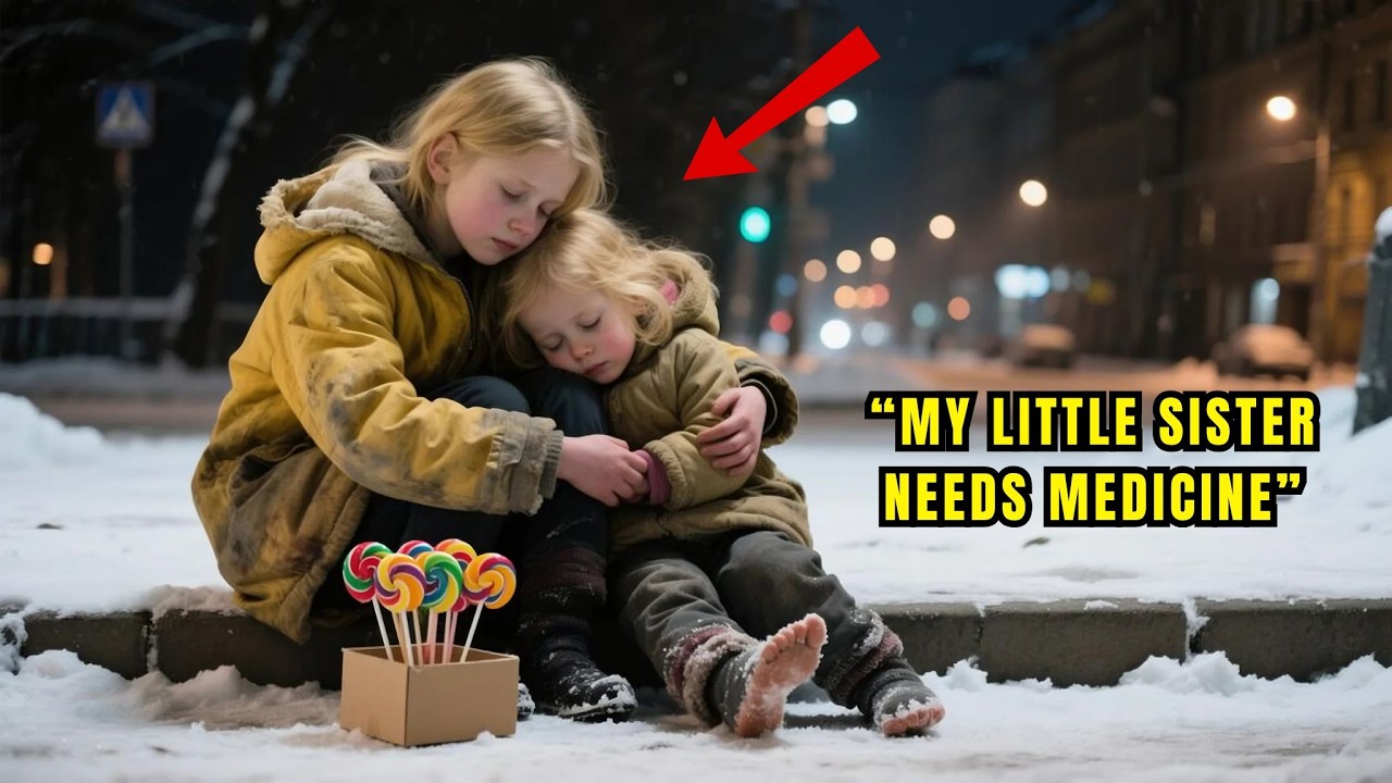 My little sister needs medicine Poor girl selling candy in the freezing night said to a billionaire