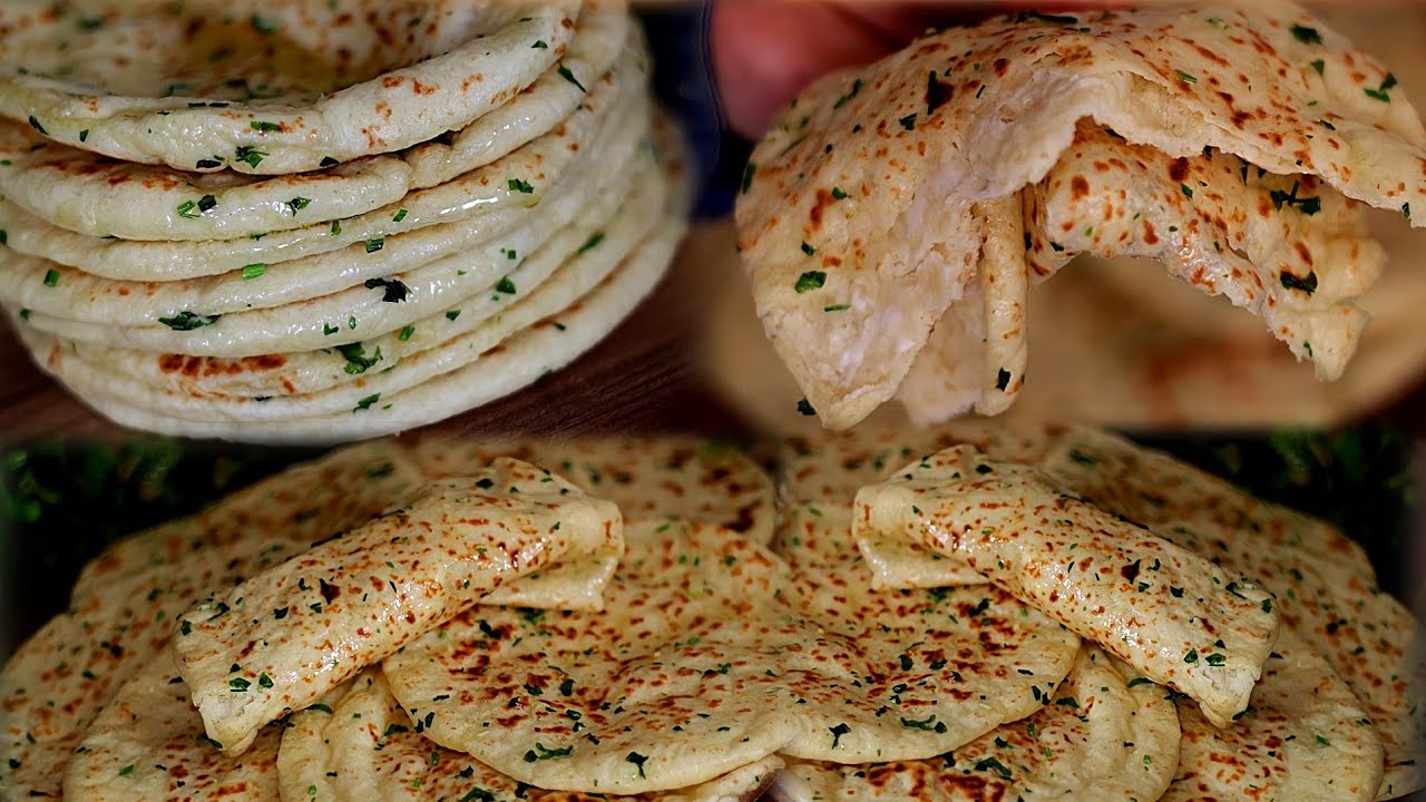ألذ وأسرع مايمكن تحضري للكوتي هاد الخبز الهندي الخطييير😋 بدون فرن ولا مجهود👌خبز النان/فطائر المقلاة