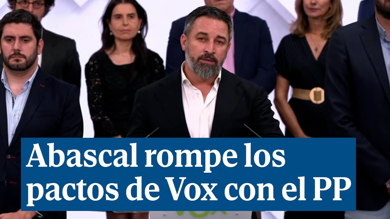 Abascal rompe los pactos de Vox con el PP en las comunidades aut&oacute;nomas y pasa a la oposici&oacute;n