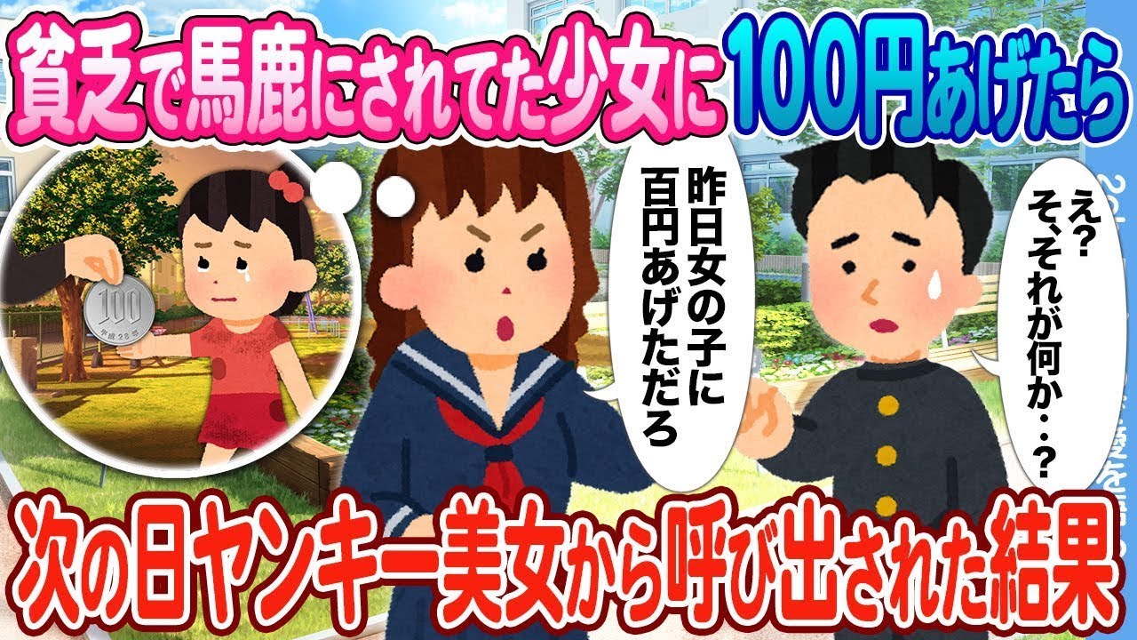 夜の公園で泣く貧乏少女に百円渡したら、翌日学校一のヤンキー美女に呼び出された！
