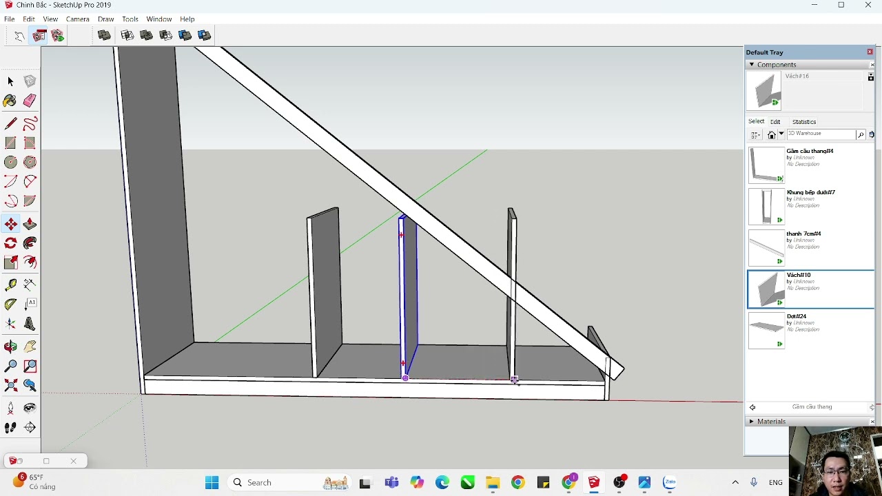 Tủ Gầm cầu thang sketchup