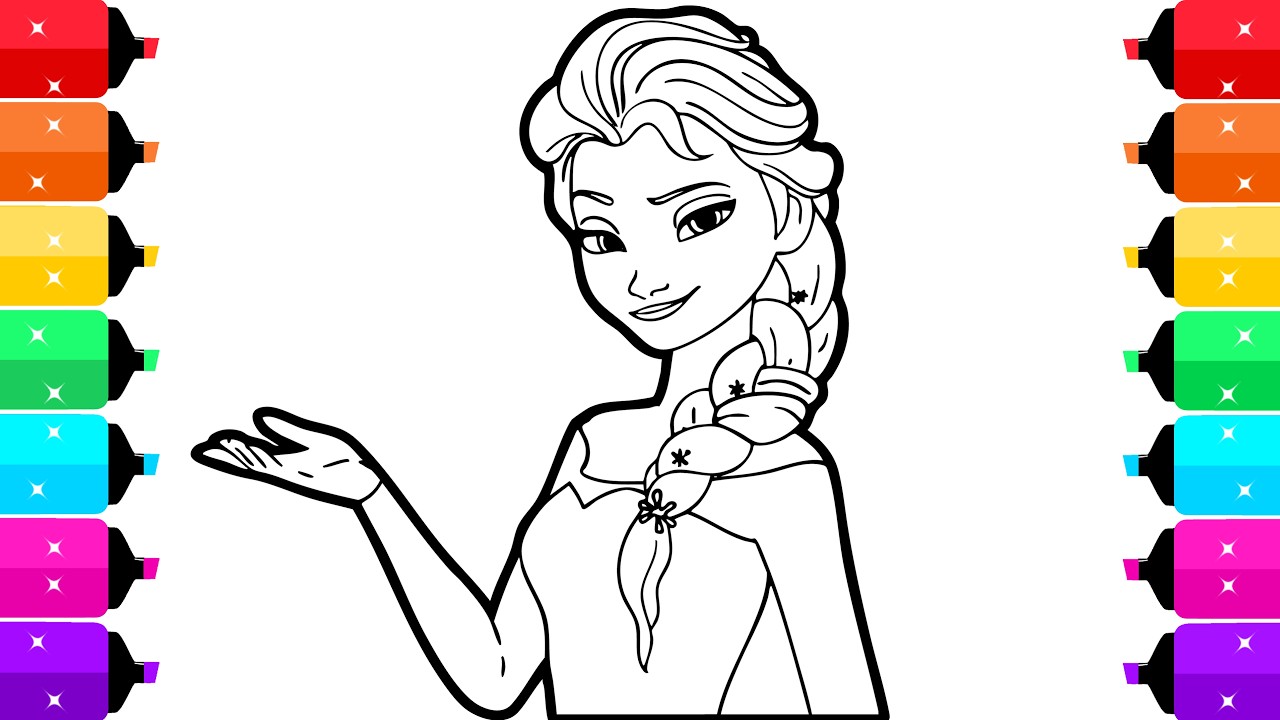 Frozen Elsa Coloring Pages for Kids | Lets Color Disney Princess Elsa