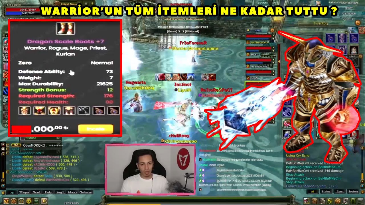 Se7en - (ZERO) Yayında Warrior'a İtem Dizip İLK Jr'sine Giriyor :D ! Knight Online