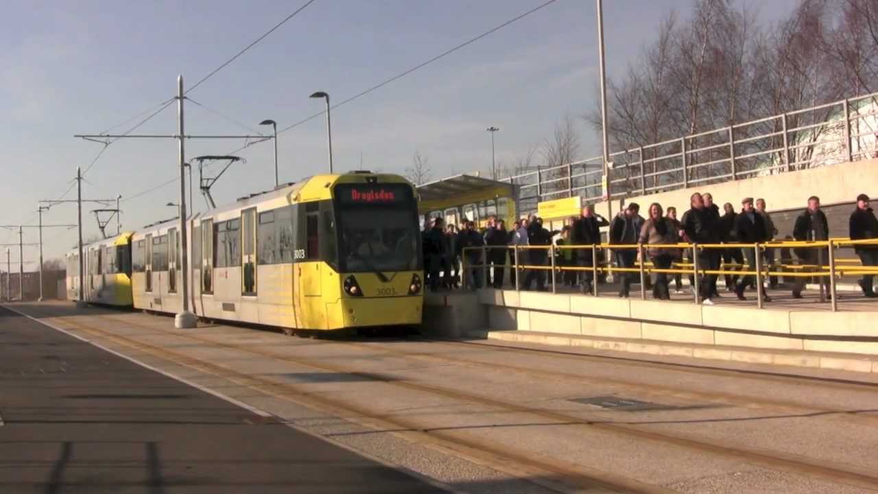 Manchester Metrolink First Football services on EML. Sunday17 February 2013