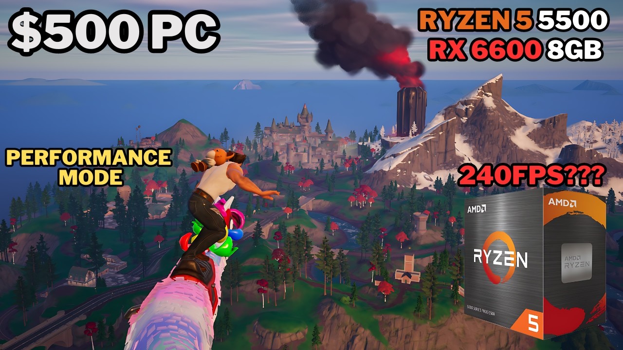 Fortnite Chapter 5 Season 4 On A $500 PC | RX 6600 8GB + Ryzen 5 5500 | 1080P Performance Mode