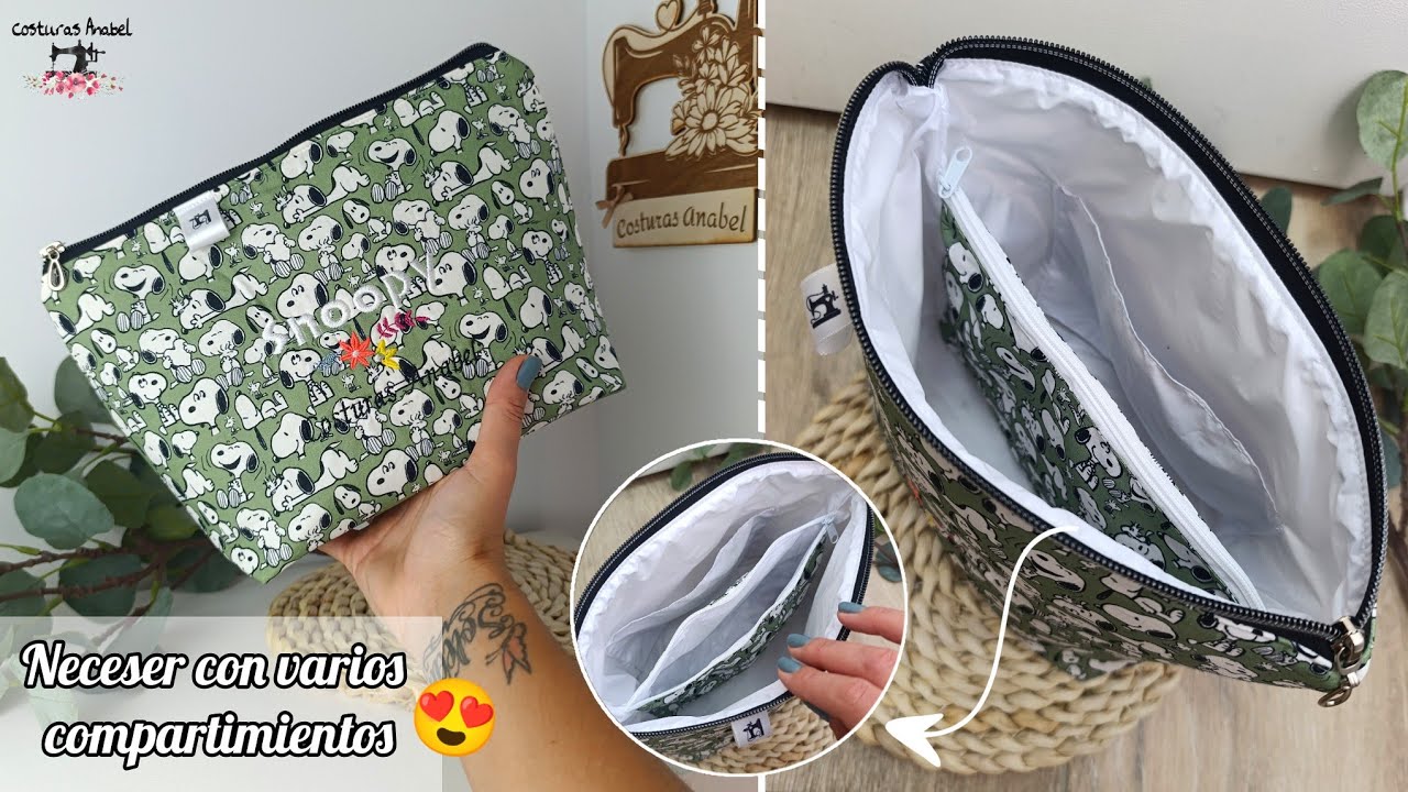 Neceser con varios compartimentos 🪡| Súper fácil + patrón gratis 😊 #coser #diy #telas 