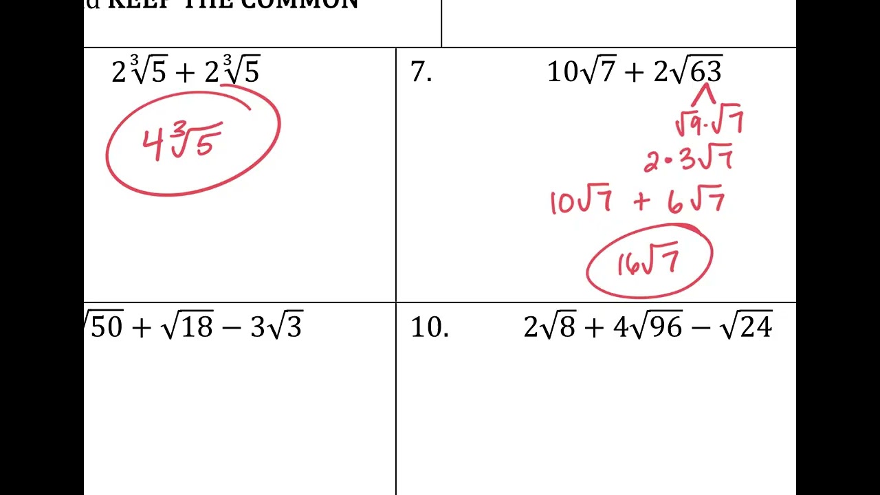 8 2+Notes +adding+and+subtracting+radicals