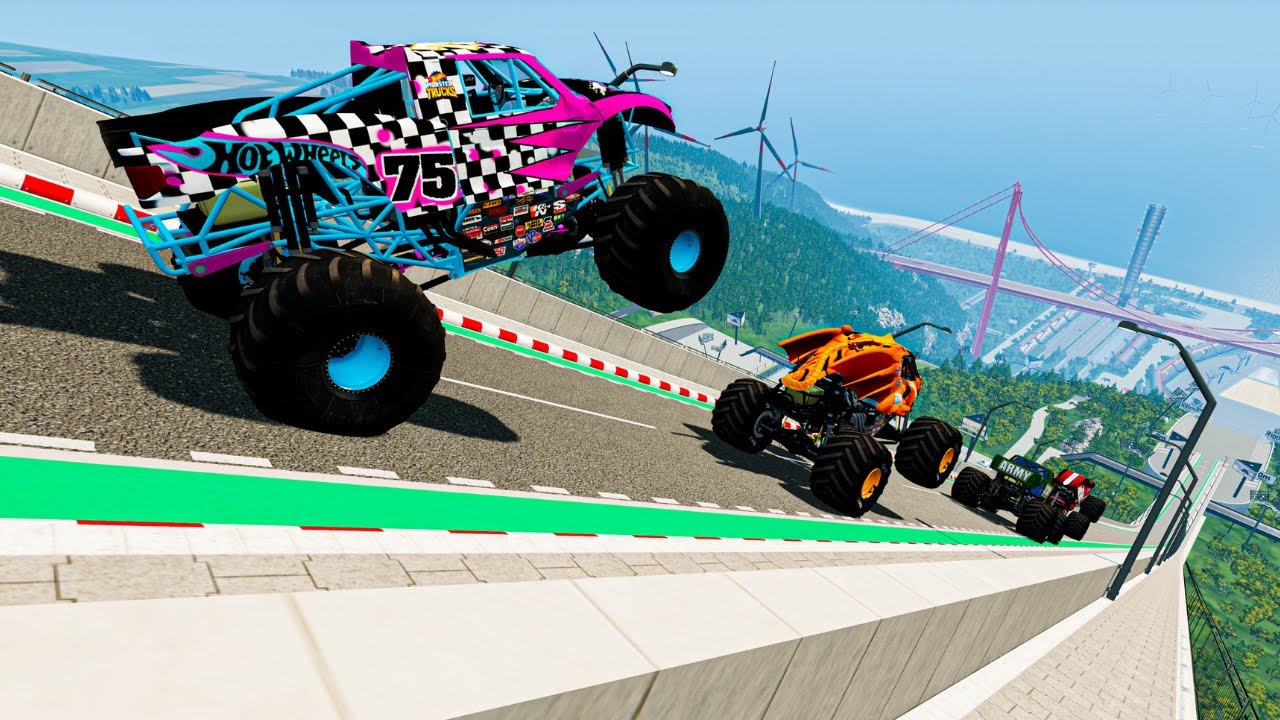Epic Monster Truck Jumps & Crashes at High Speed | BeamNG Drive #010