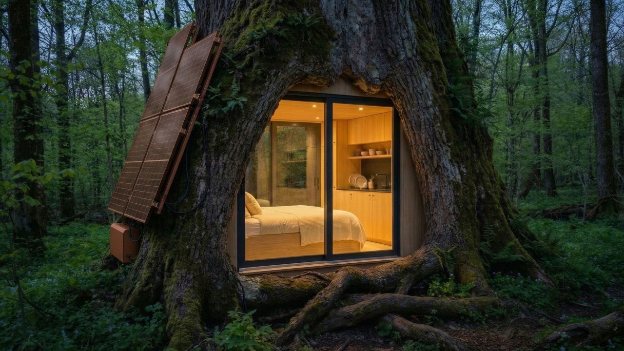 BUILDING A FOREST HOUSE - THIS MAN CREATED A TINY HOME INSIDE A HOLLOW TREE