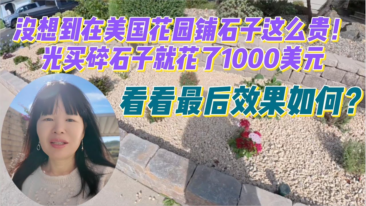 在美国铺花园碎石到底有多贵？光买碎石子就花了1000美元，还有一家人的免费劳动。整个工程前后花了两三个月，看看最后效果如何？