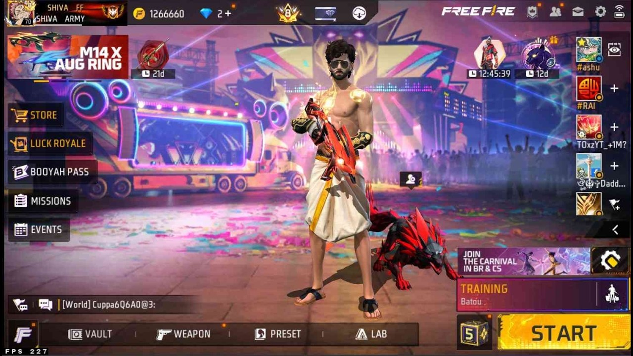 NEW FIST SKIN IN FREE FIRE II BOOM BAM STREAM + NEW HOLI EVENT IN FREE FIRE