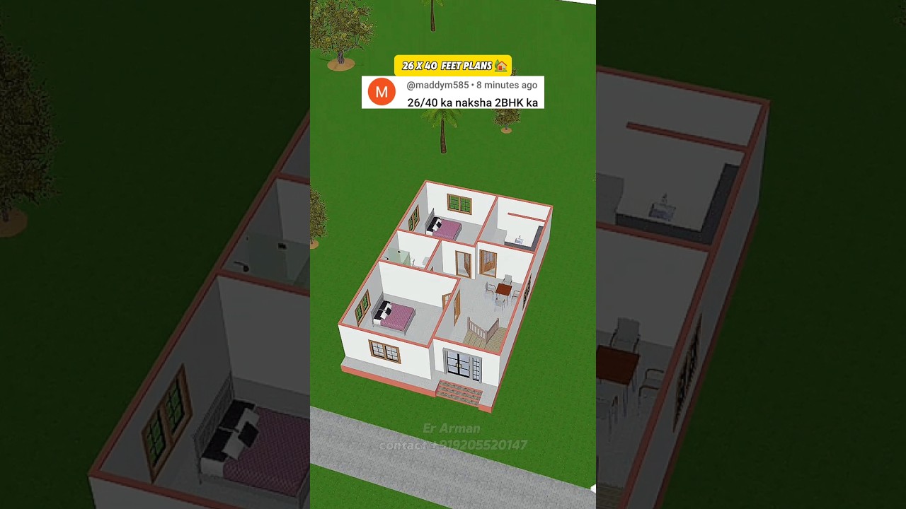 26 feet by 40 feet best house plans 🏡