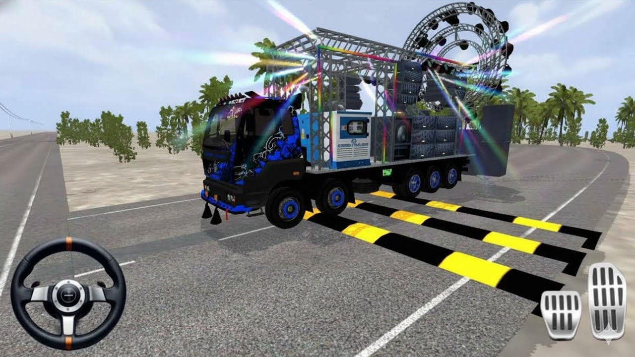 Ashok Leyland Biggest DJ Truck Mod Bussid Gameplay | Bus Simulator Indonesia | Speed Breaker Drive 🥳