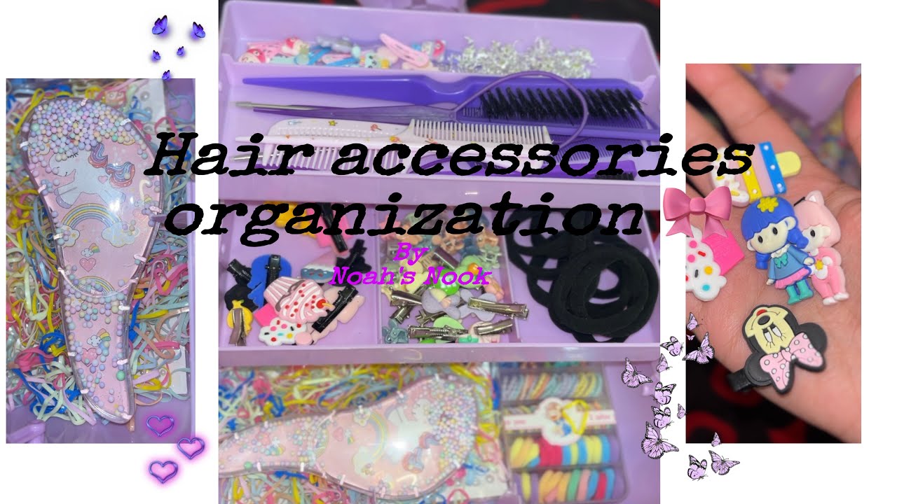 Hair Accessories Organization |asmr,aesthetic🎀💜🌸|