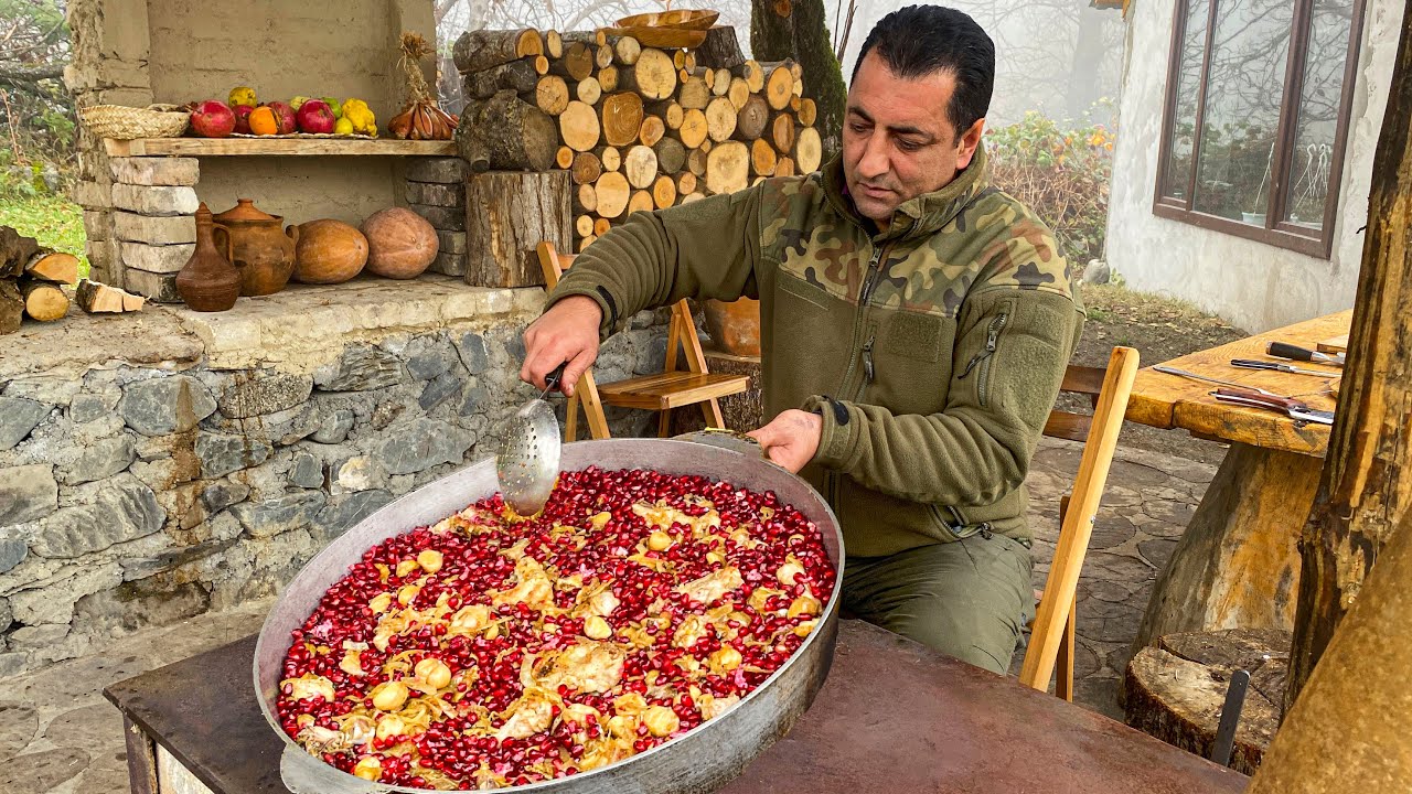 Фирменное блюдо из кавказской курицы, приготовленное в деревне! Начало зимы