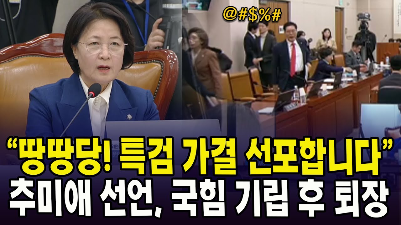 "땅땅당! 특검 가결 선포합니다" ... 추미애 선언, 국힘 기립 후 퇴장