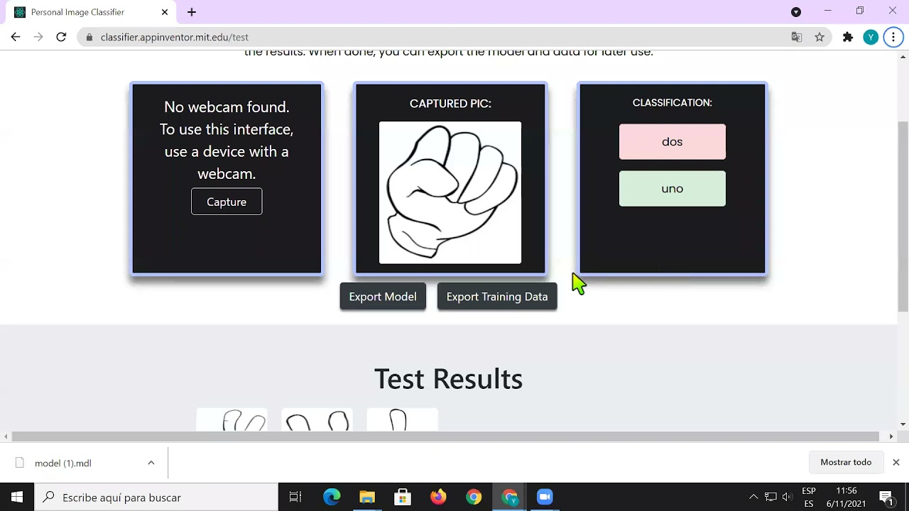 Appinventor reconocimiento de imágenes personales dedos IA