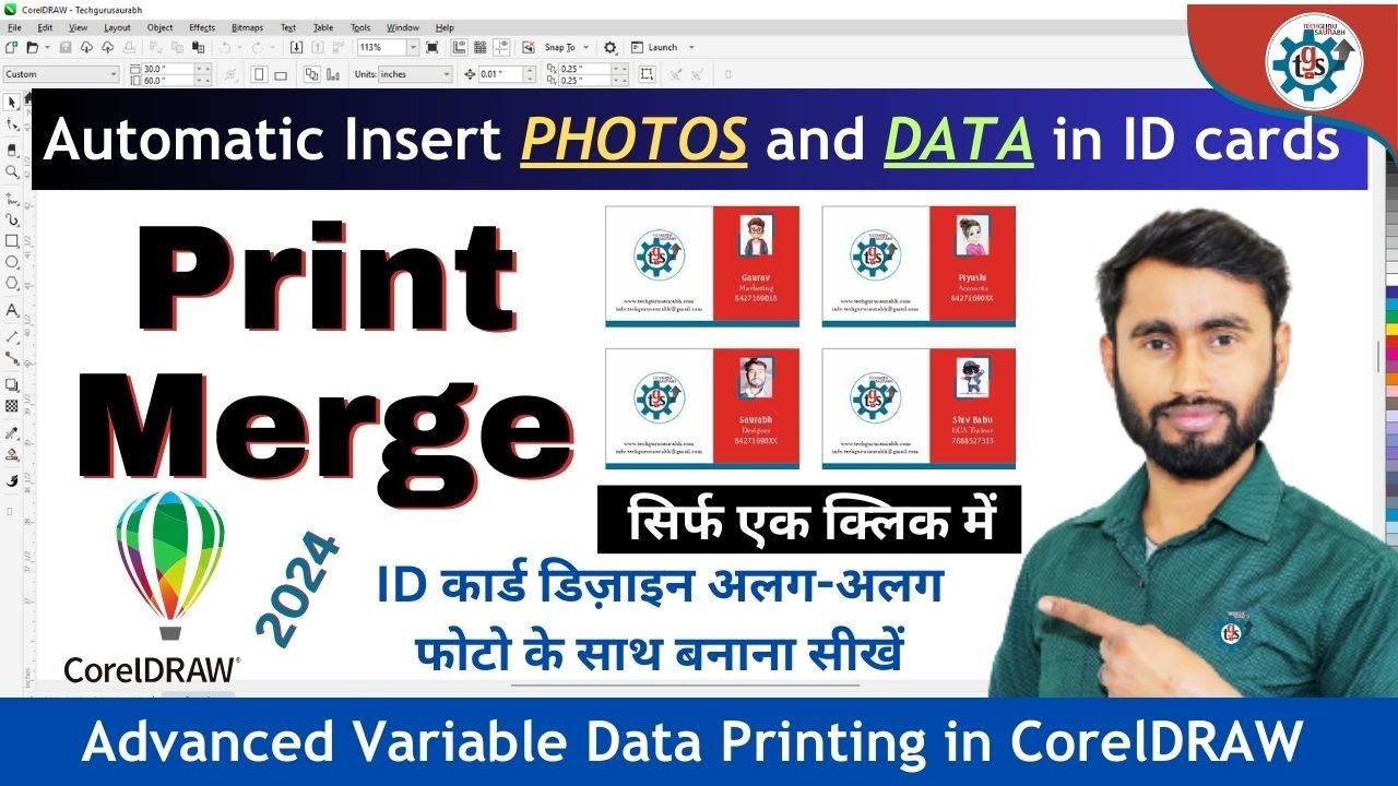 How to use Print Merge in Corel Draw 2024 || Multiple ID Card Kaise Banaye with Photo #coreldraw