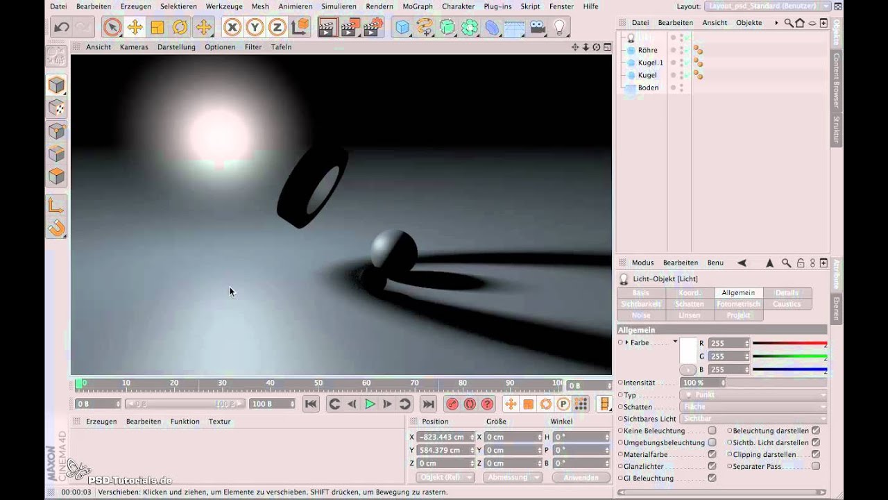CINEMA 4D Tutorial: Lichtquellen, Lichtfarben und Lichtintensität || Teil 01