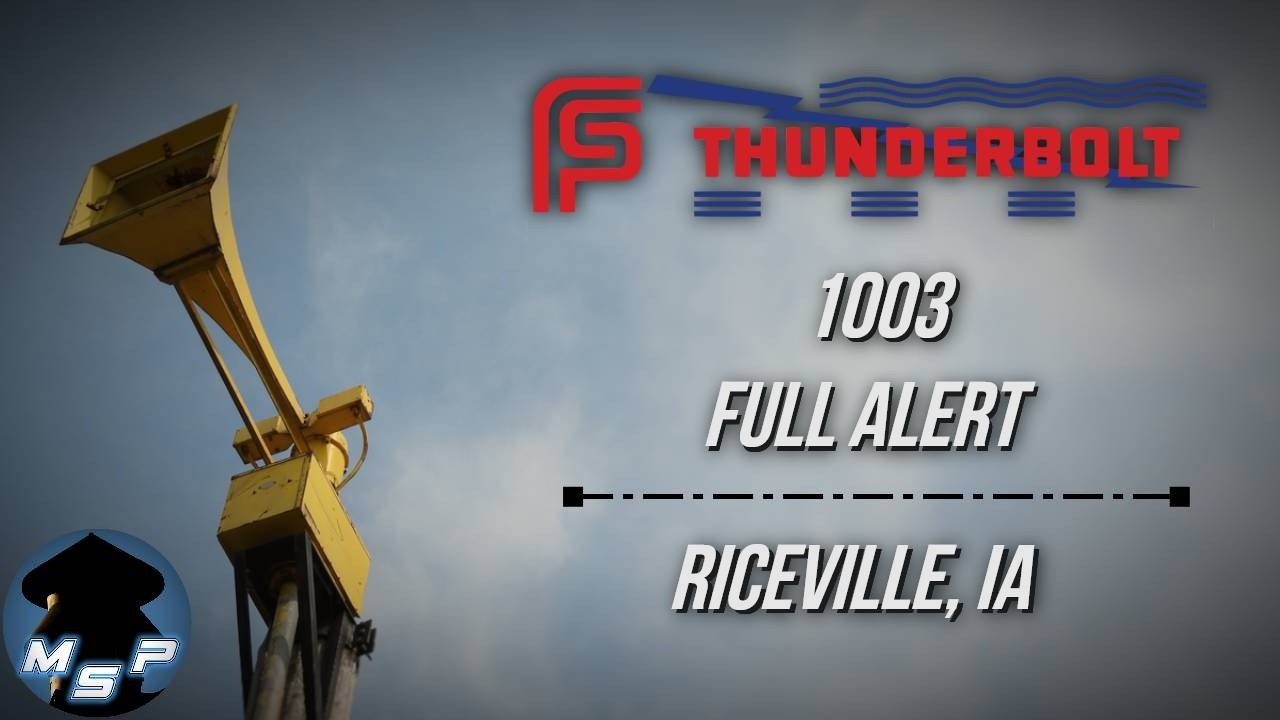 Federal Sign & Signal Thunderbolt 1003 Tornado Siren Test | Full Alert | Riceville, IA