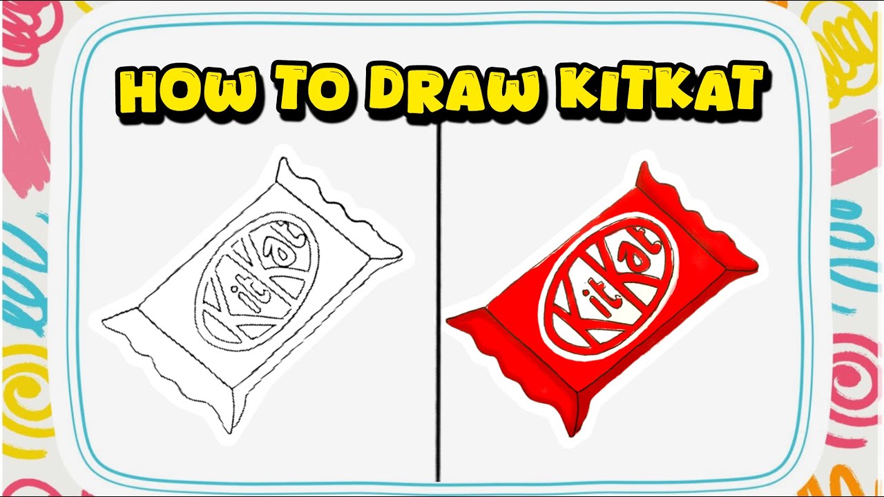 How to Draw KitKat &ndash; Easy Chocolate Bar Food Drawing for Beginners