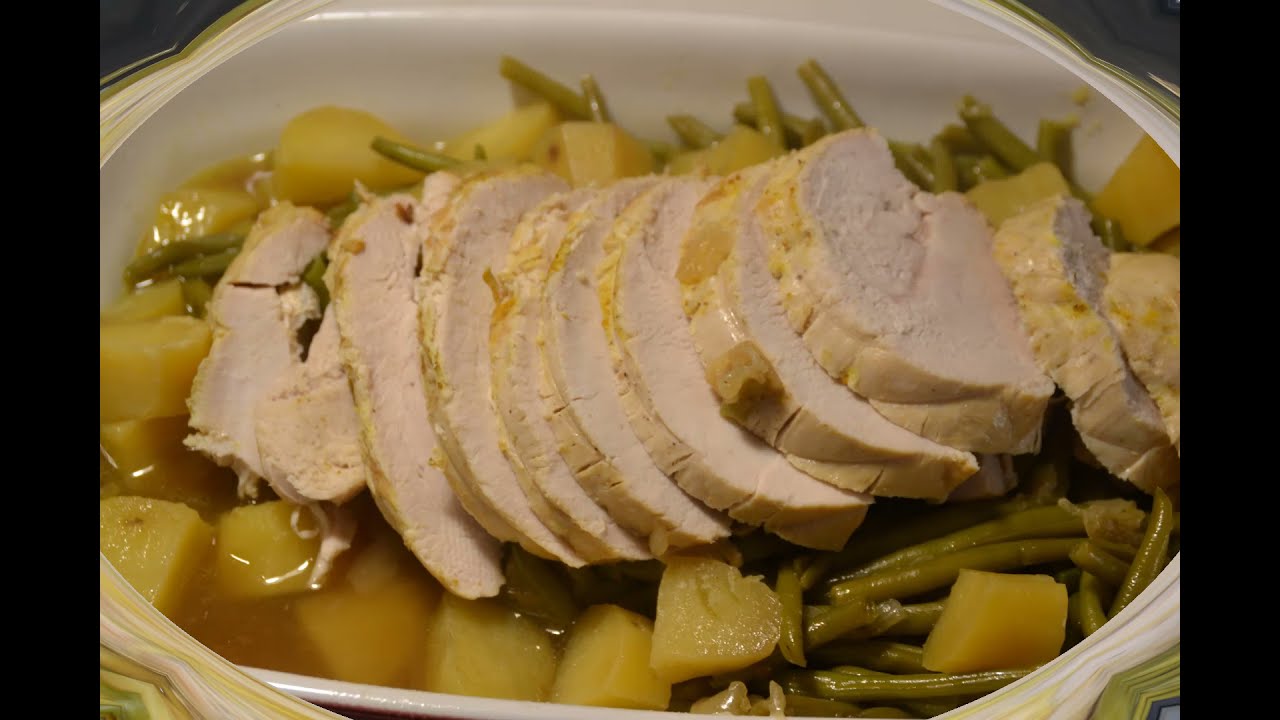 Rôti filet dinde pommes de terre haricots cookeo