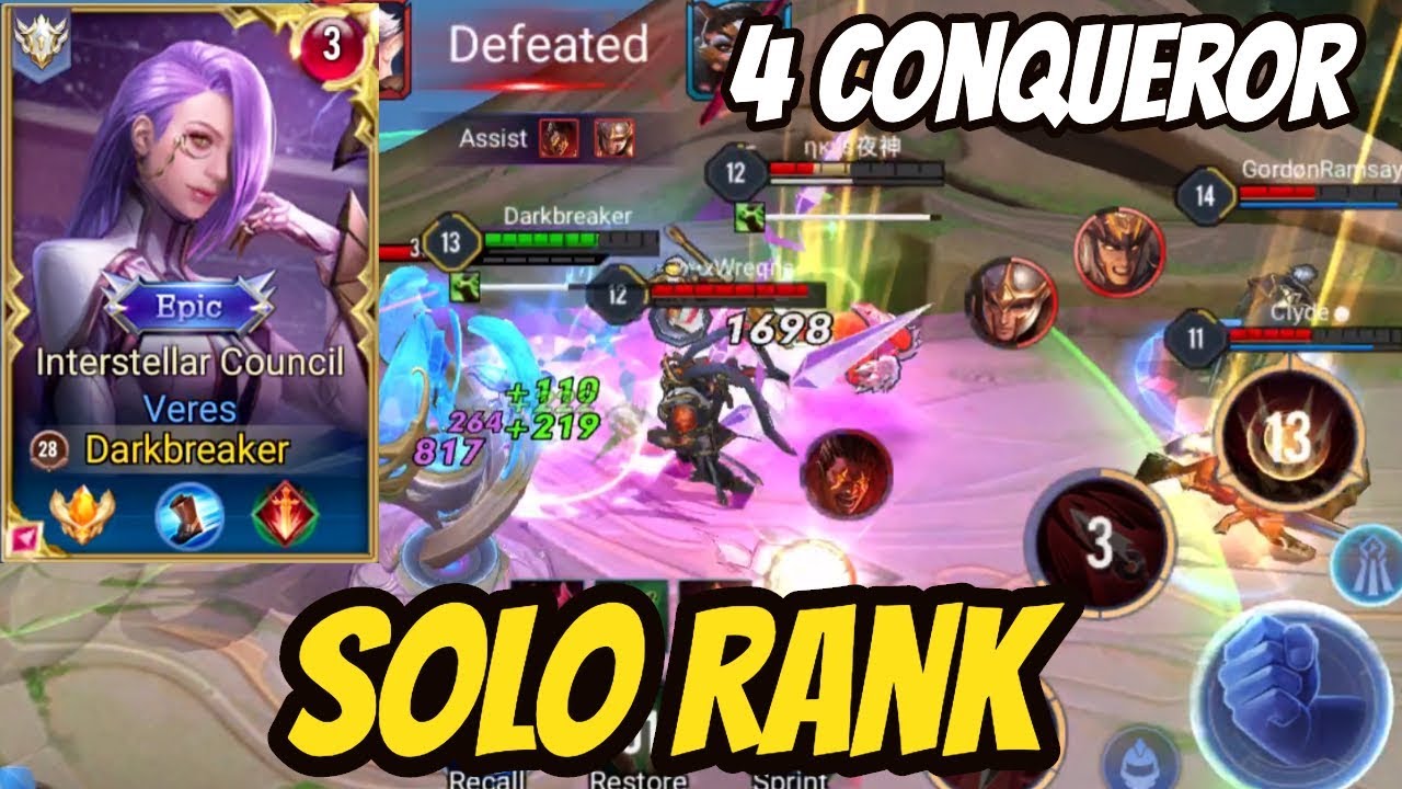 VERES PRO SOLO DESTROYING 4 CONQUERORS  | AoV | 傳說對決 | RoV | Li&ecirc;n Qu&acirc;n Mobile