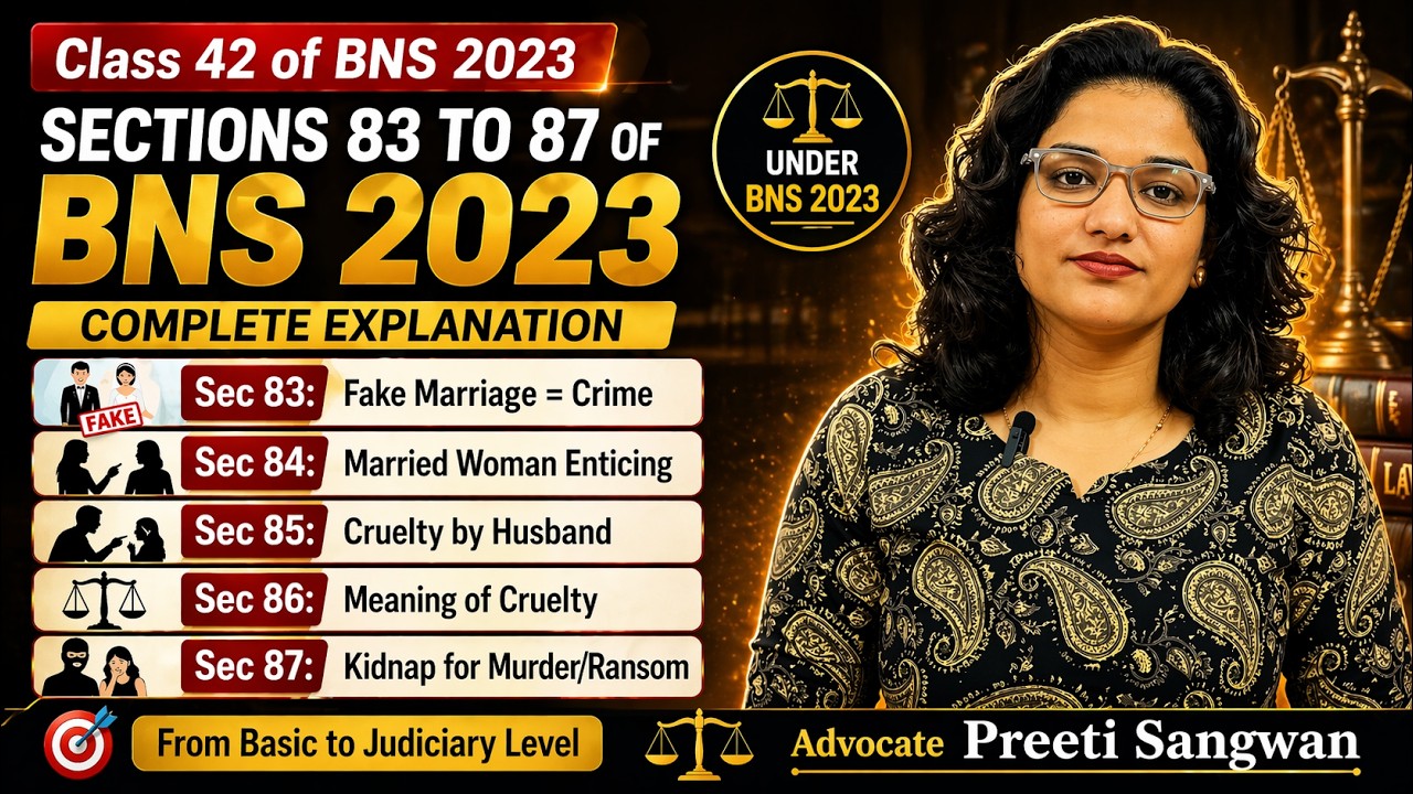 Class 42 | Sections 83&ndash;87 BNS 2023 Explained | Cruelty, Fake Marriage & Kidnapping Laws