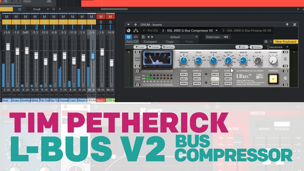 L-BUS v2 by Tim Petherick // SSL Bus Comp Gold Can VCA // Nebula // AUDIO DEMOS