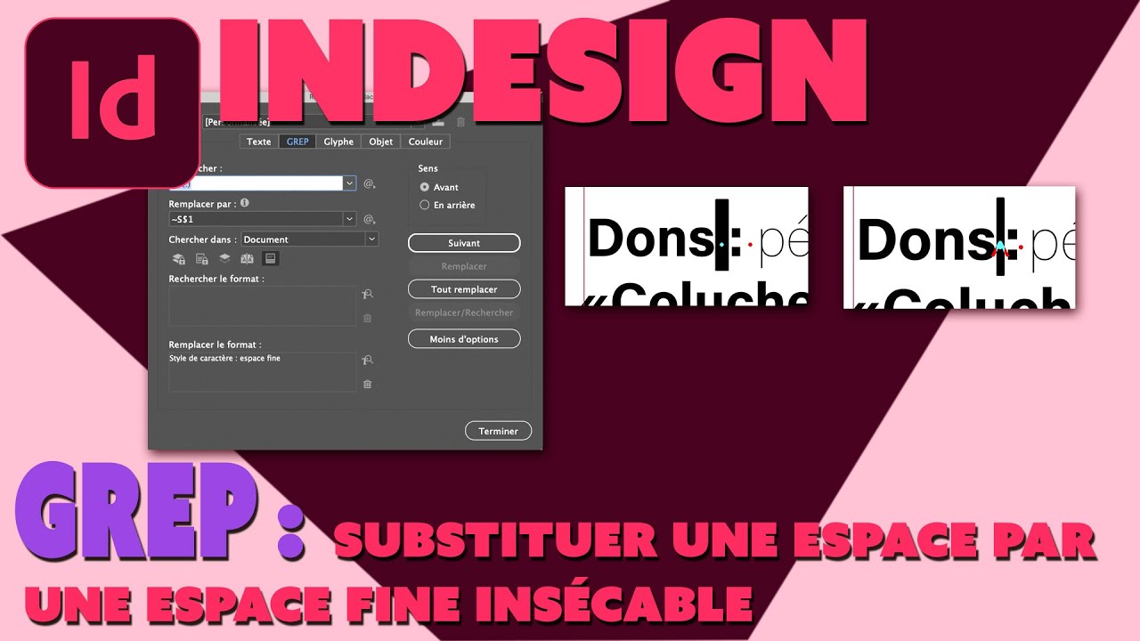 Indesign - GREP - Une espace fine insécable avant deux points