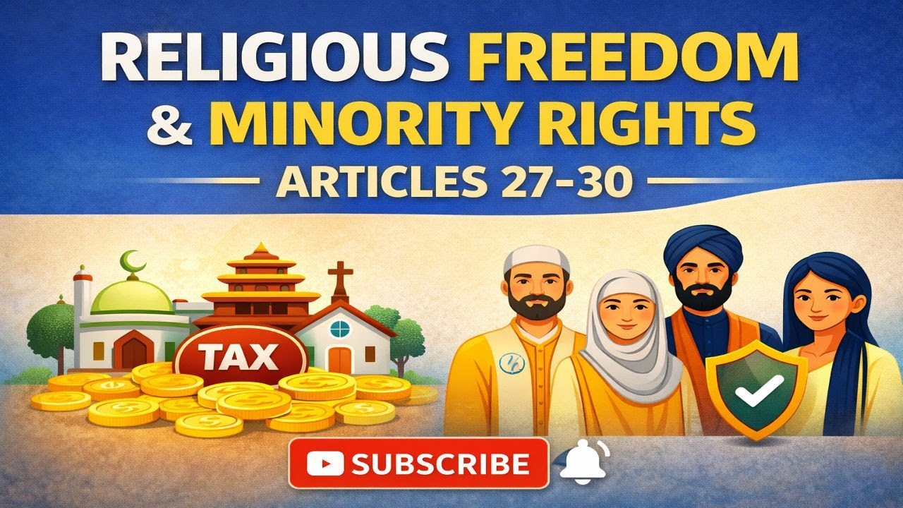 Indian Constitution Article 27 to 30 Explained in Telugu | Religion, Culture & Minority Rights