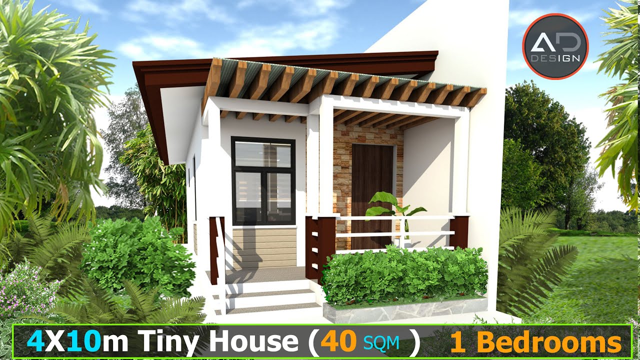 STUDIO TYPE TINY HOUSE DESIGN(SMALL house design with 1 bedroom),size of 4m x 10m(40 sqm floor area)