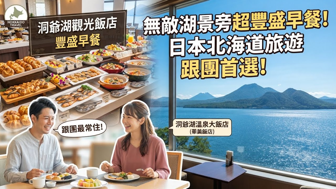 無敵湖景旁超豐盛早餐 日本北海道旅遊 跟團最常住的￼洞爺湖溫泉大飯店￼onsen hotel hanabi 華美飯店 ep19
