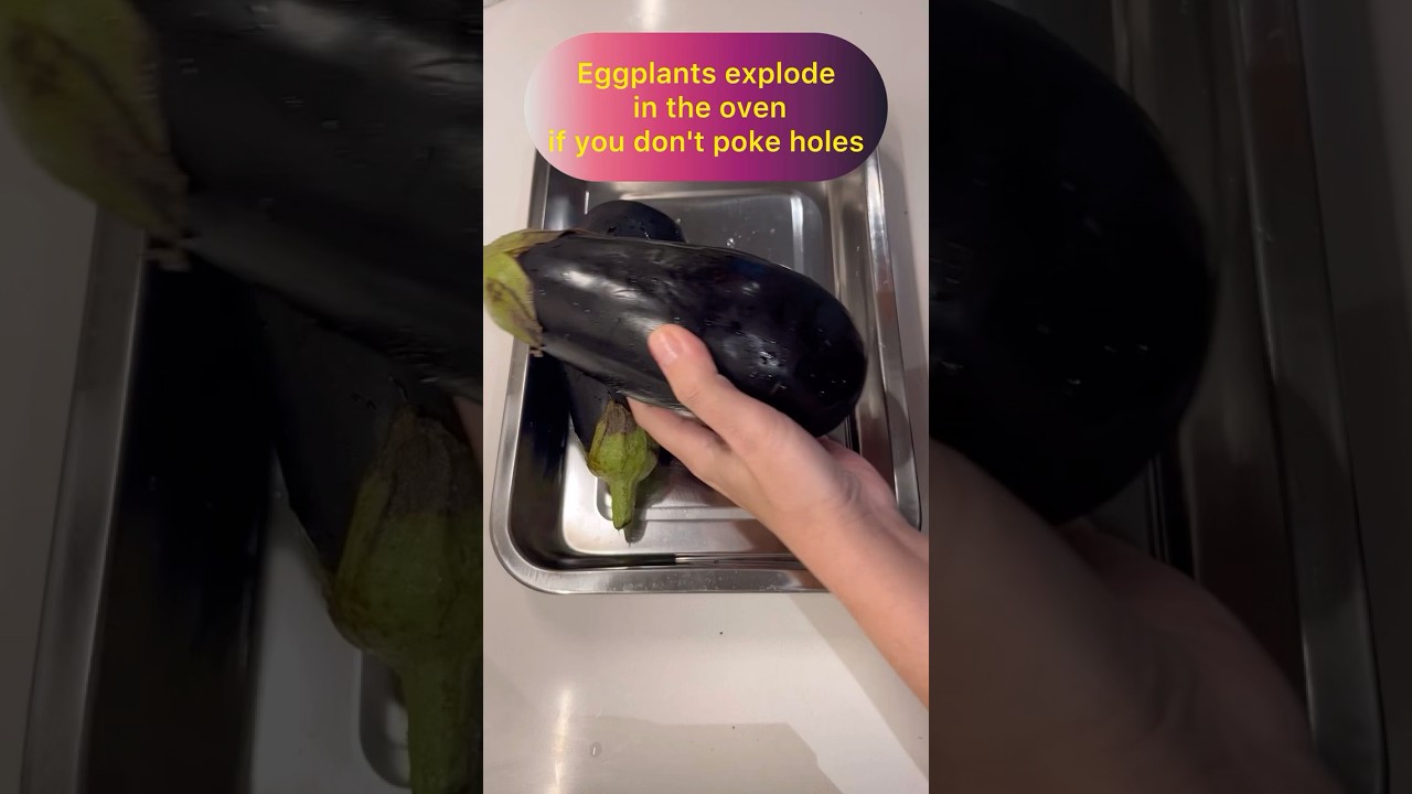 How to roast a whole eggplant in the oven? Why did my eggplant explode in the oven? #kitchentips