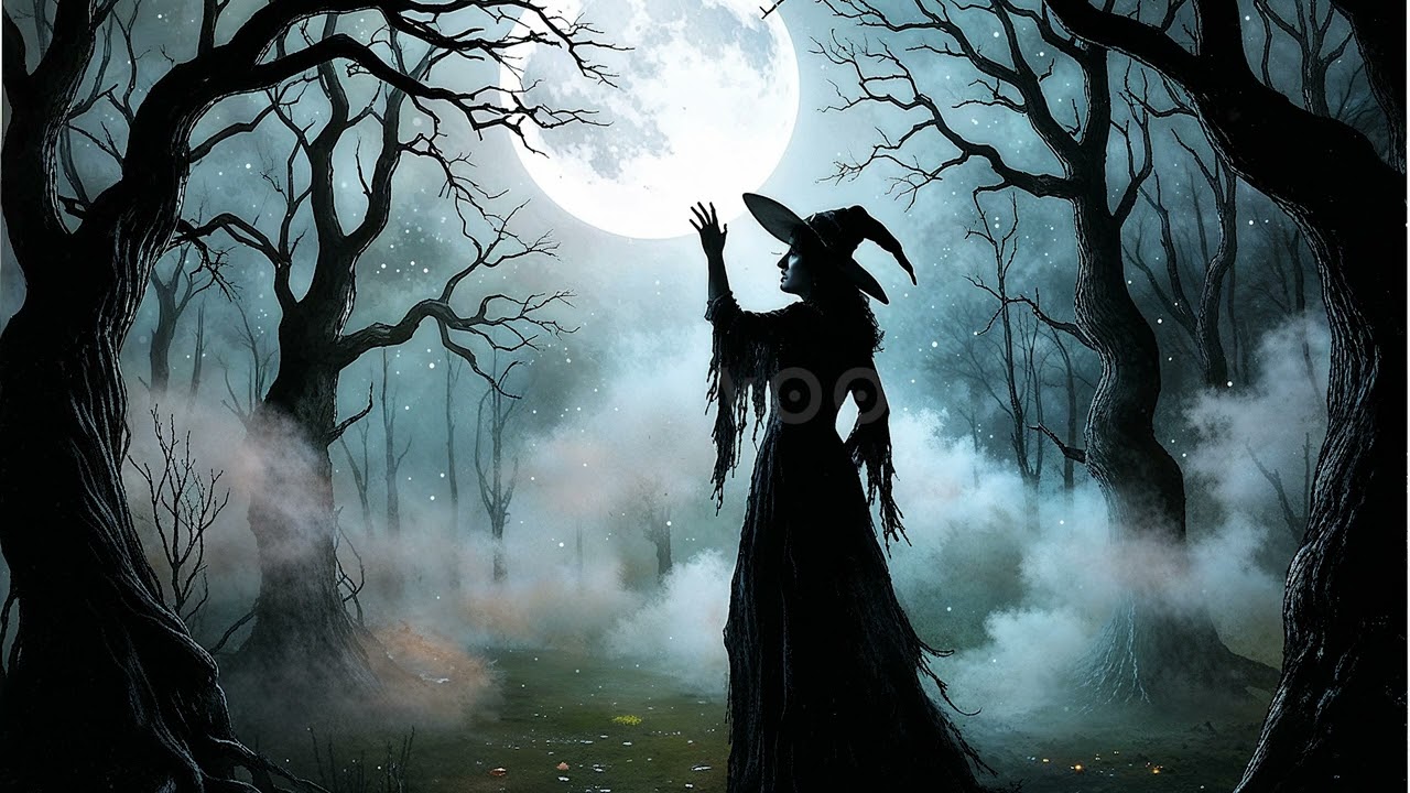 Witch Halloween Frame TV Art Screensaver🧙‍♀️Broomstick Hat Spellbound Gothic, Dark Vintage Victorian