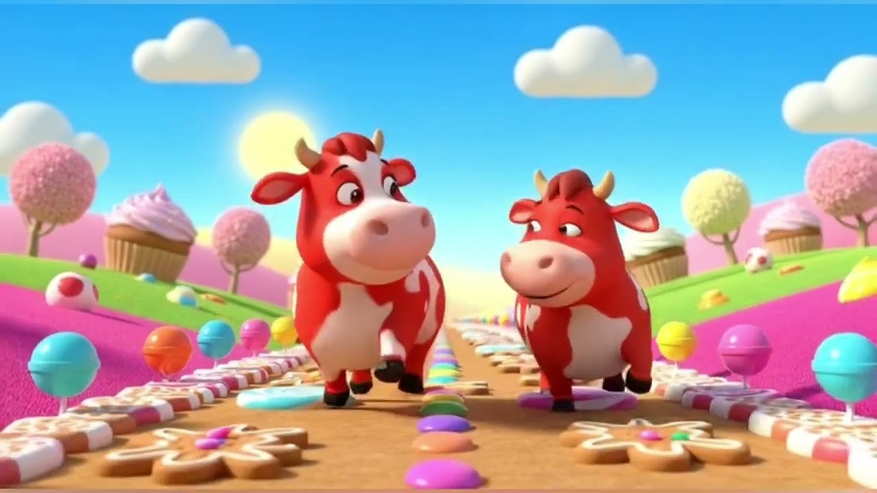 Moo Cow Song | Sweet Cow | Moo Moo Colour Song 🌈 | Sweet Cow Cartoon 🐮🍭 | Learn Colors for Kids 