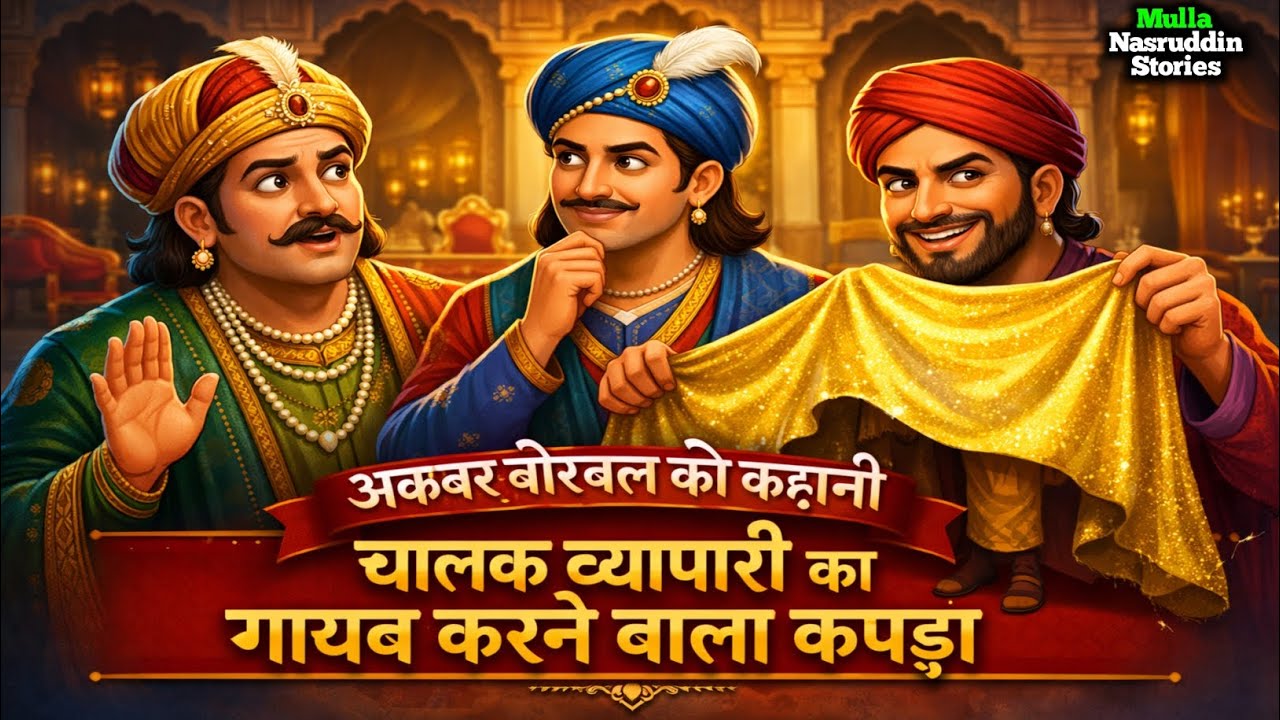 चालाक व्यापारी का गायव करने वाला कपड़ा, अकबर बीरबल कि कहानी Akbar Birbal ki kahaniyan, Moral Stories