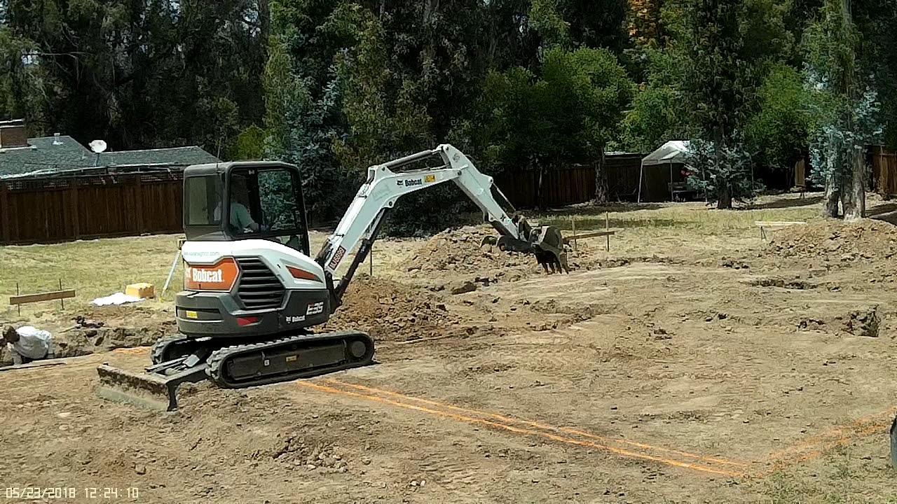 Bobcat E35 - Foundation Layout, Excavation, and Cleanup