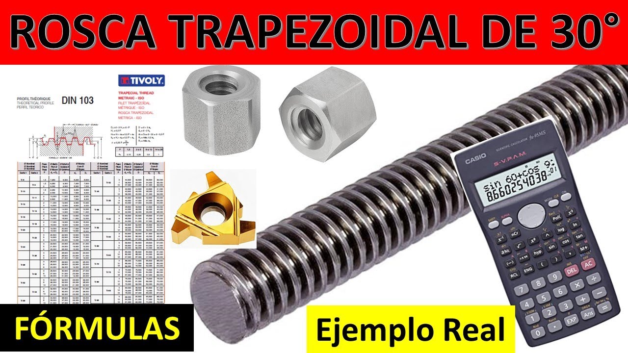 Rosca Trapezoidal de 30°      FÓRMULAS/EJEMPLO RESUELTO tr30X3