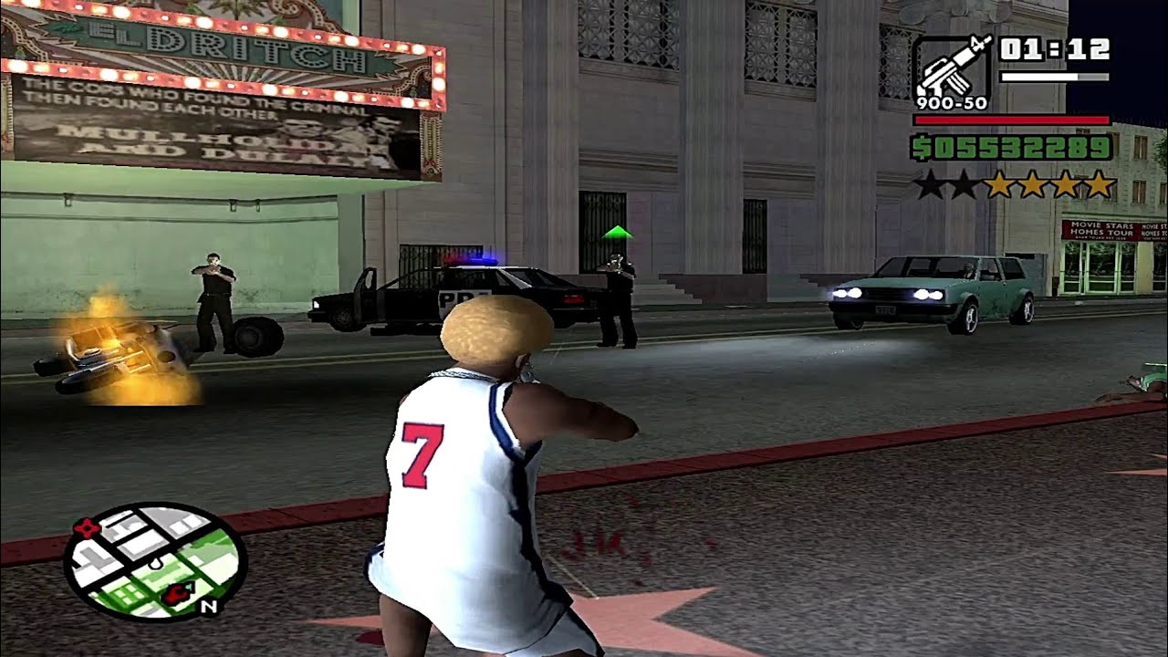 GTA SAN ANDREAS 6 Six Star Wanted Level Police Wanted  + Army Tank Rampage ( Original )