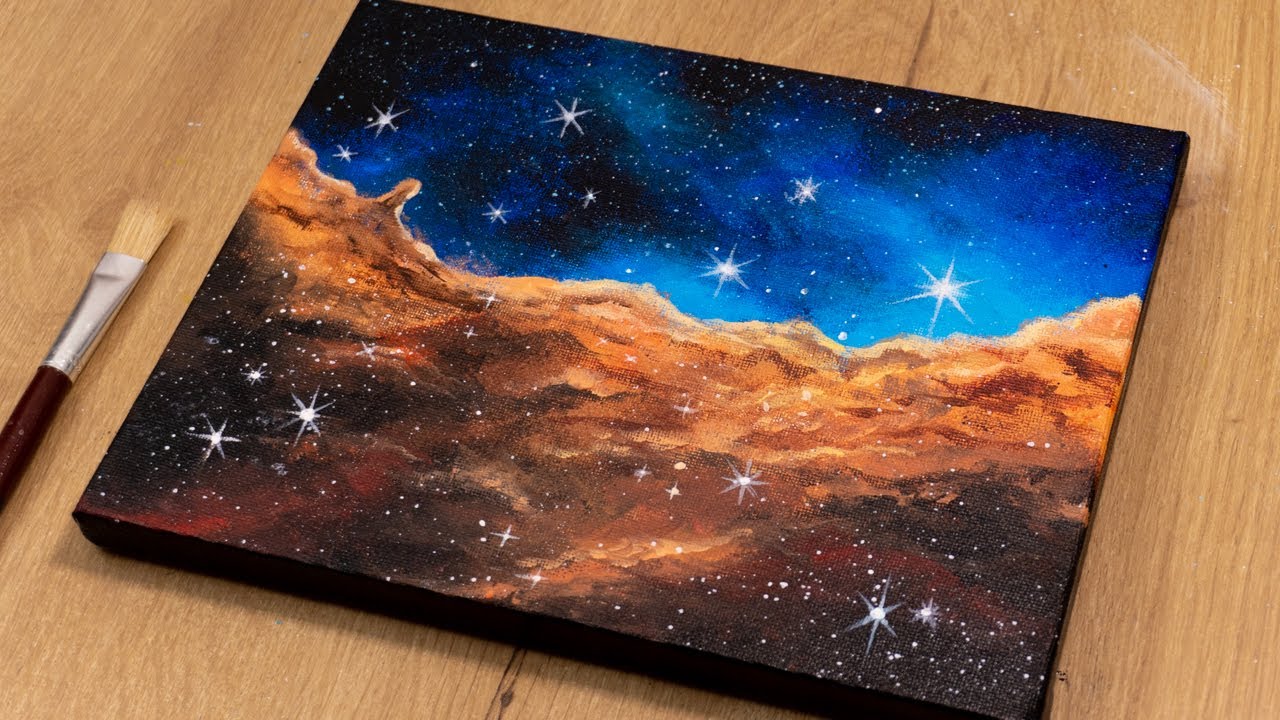 Nebula Acrylic Painting On Canvas / Galaxy Painting Acrylic / How to paint galaxy