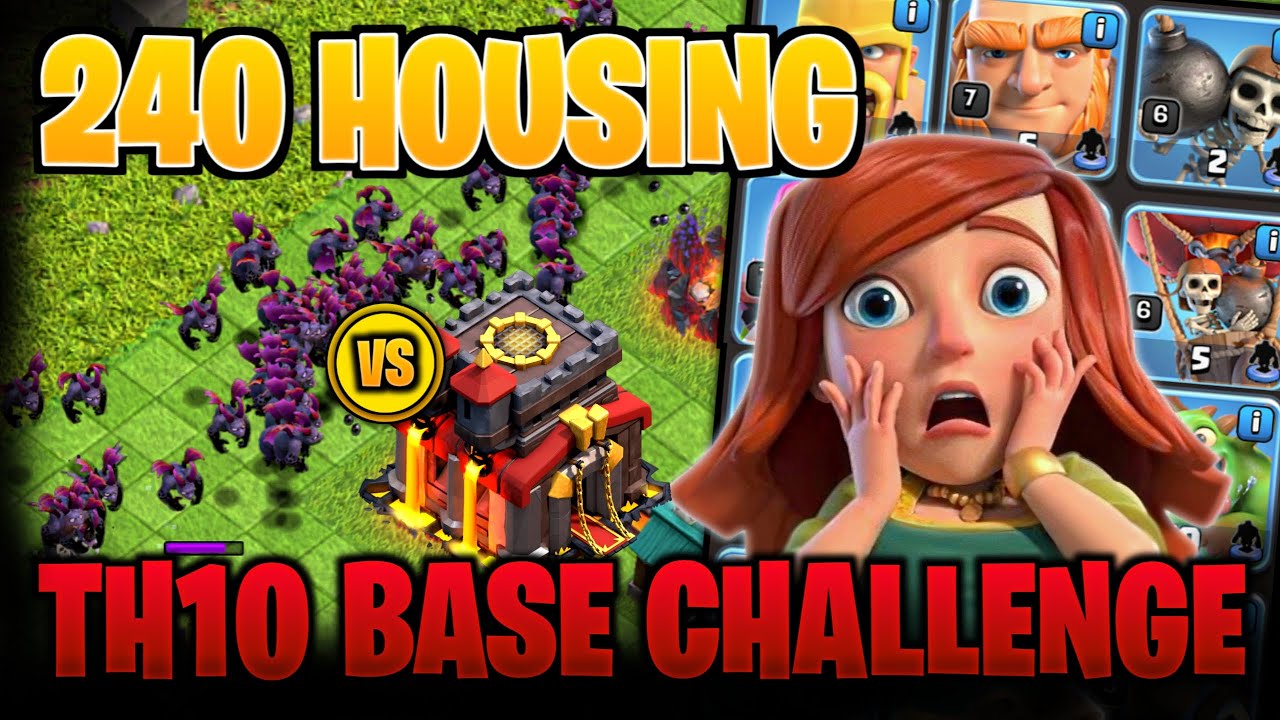 240 Housing Elixir Troops 🟣 VS Max TH10 Base 😱 | Can It Survive? | Clash of Clans