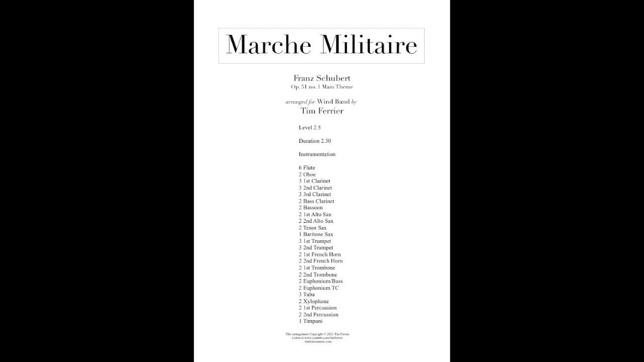 Marche Militaire - Schubert arr. Tim Ferrier (Concert Band Grade 2.5)