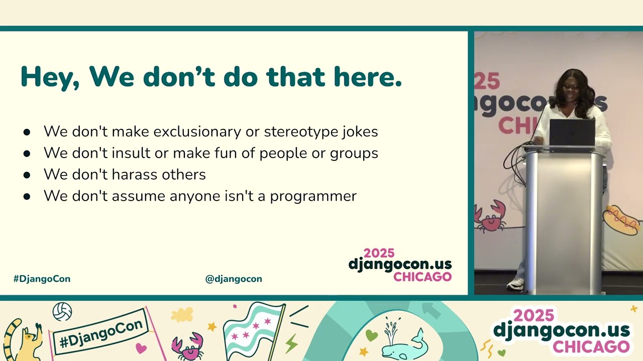 DjangoCon US 2025 — Вступительное слово (День 3) с участием Киании Фелпс.