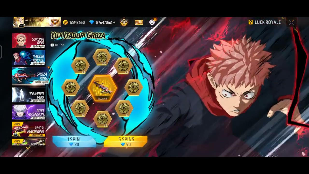 Spinning new jujutsu kaisen all events in FF PROXY SERVER 