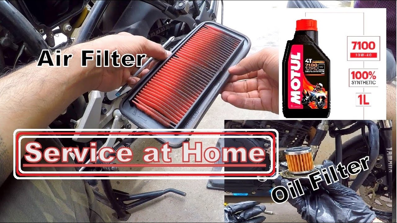 How to change Oil Filter & Air Filter- Yamaha Fz25 Service at home | Motul 7100 10w40 Engine oil